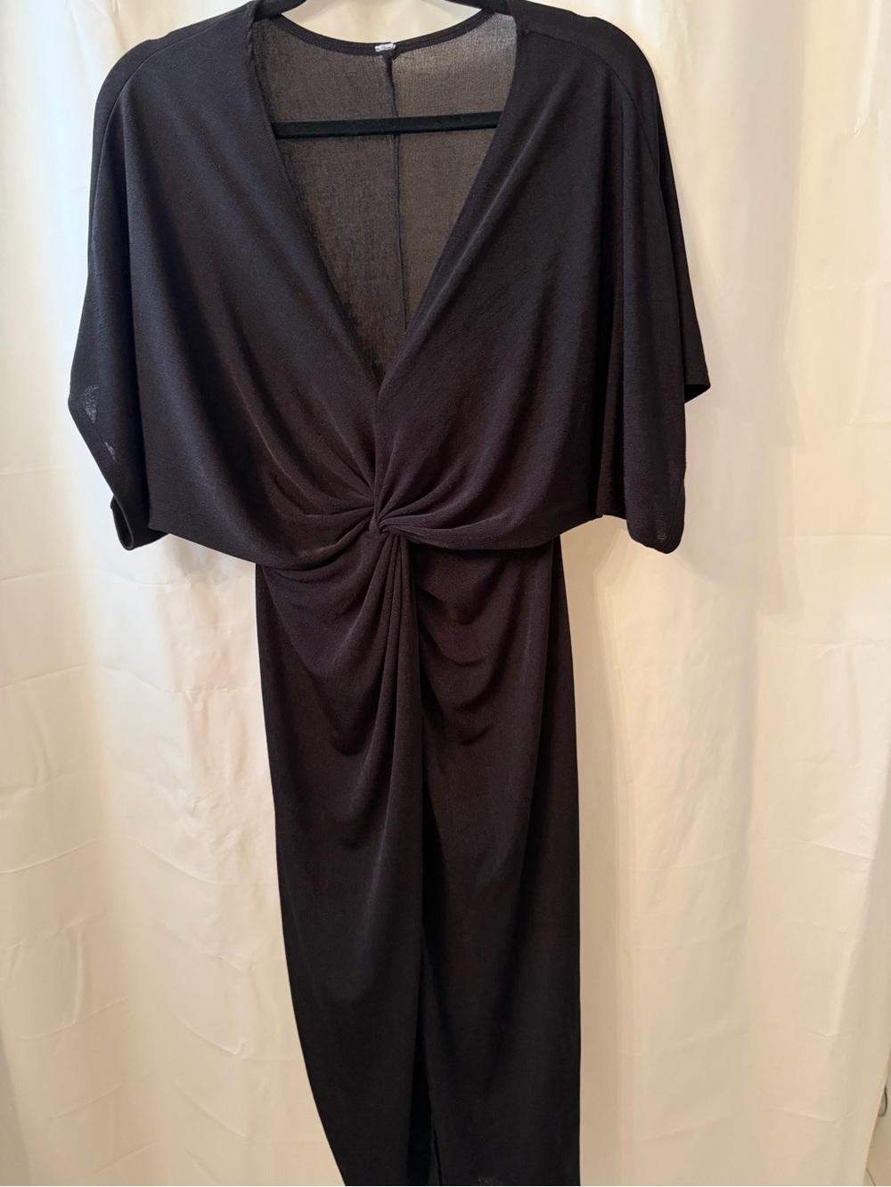 Mendocino Black Knot-Front Midi Dress